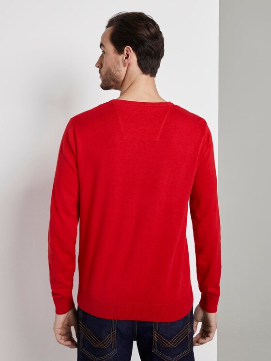 Schlichter Strickpullover - Männer - red melange Schlichter Strickpullover - Männer - red melange - 2 - TOM TAILOR