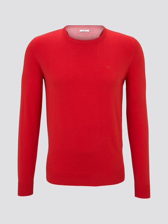 Schlichter Strickpullover - Männer - red melange Schlichter Strickpullover - Männer - red melange - 7 - TOM TAILOR