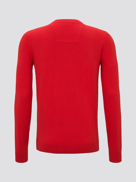 Schlichter Strickpullover - Männer - red melange Schlichter Strickpullover - Männer - red melange - 8 - TOM TAILOR