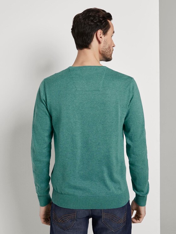 Schlichter Strickpullover - Männer - dusty teal green melange Schlichter Strickpullover - Männer - dusty teal green melange - 2 - TOM TAILOR