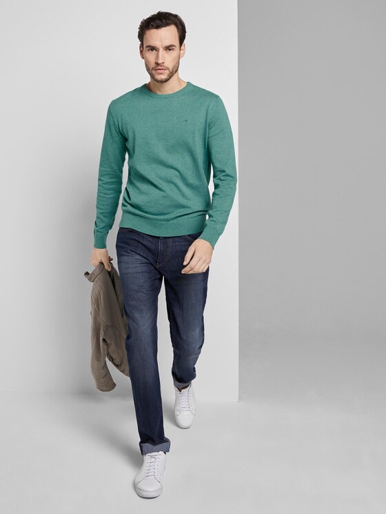 Schlichter Strickpullover - Männer - dusty teal green melange Schlichter Strickpullover - Männer - dusty teal green melange - 3 - TOM TAILOR