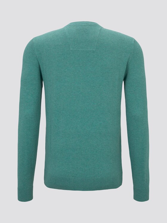 Schlichter Strickpullover - Männer - dusty teal green melange Schlichter Strickpullover - Männer - dusty teal green melange - 8 - TOM TAILOR