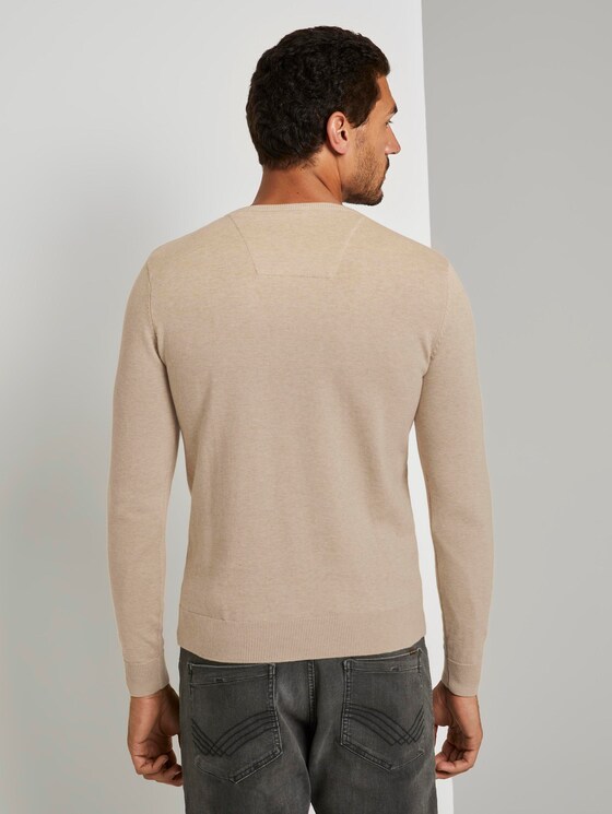 Schlichter Strickpullover - Männer - beige dark melange Schlichter Strickpullover - Männer - beige dark melange - 2 - TOM TAILOR