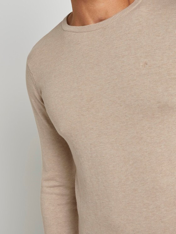 Schlichter Strickpullover - Männer - beige dark melange Schlichter Strickpullover - Männer - beige dark melange - 9 - TOM TAILOR