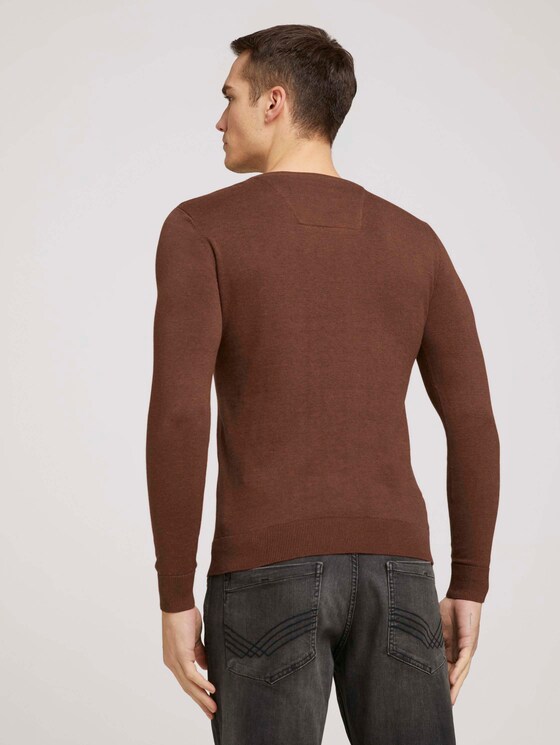 Schlichter Strickpullover - Männer - nougat brown melange Schlichter Strickpullover - Männer - nougat brown melange - 2 - TOM TAILOR