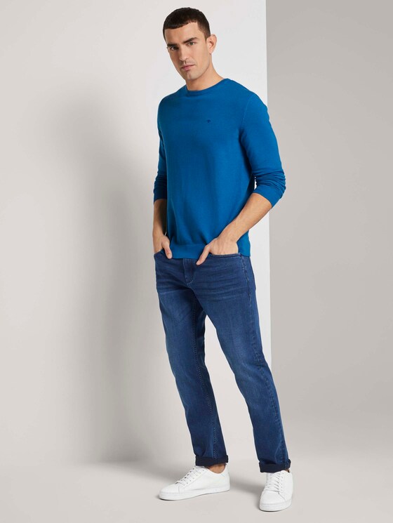 Schlichter Strickpullover - Männer - bright blue-melange Schlichter Strickpullover - Männer - bright blue-melange - 3 - TOM TAILOR