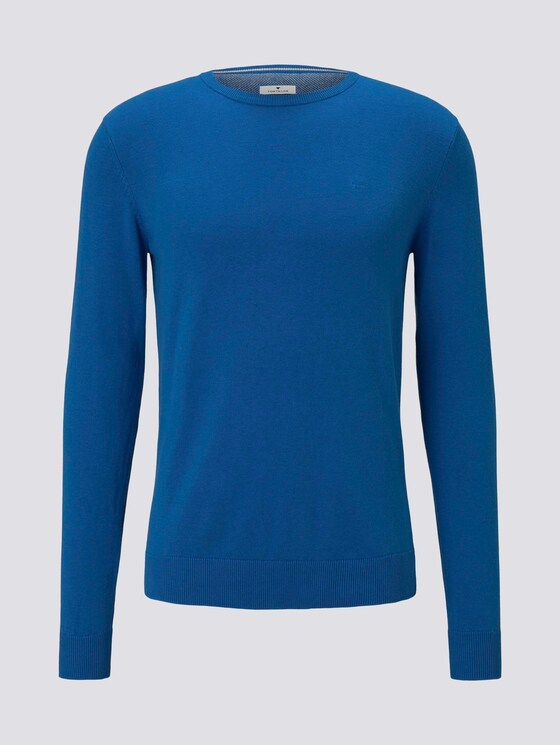 Schlichter Strickpullover - Männer - bright blue-melange Schlichter Strickpullover - Männer - bright blue-melange - 7 - TOM TAILOR