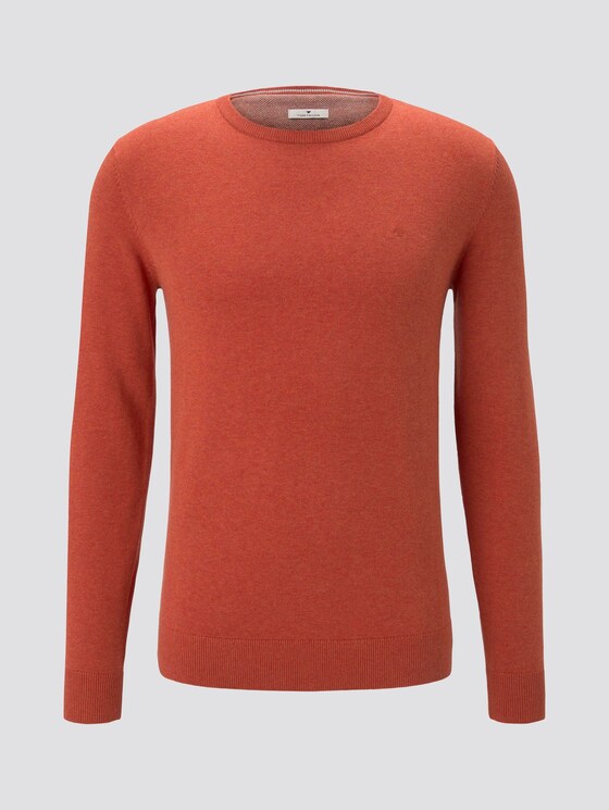 Schlichter Strickpullover - Männer - heated orange melange Schlichter Strickpullover - Männer - heated orange melange - 7 - TOM TAILOR