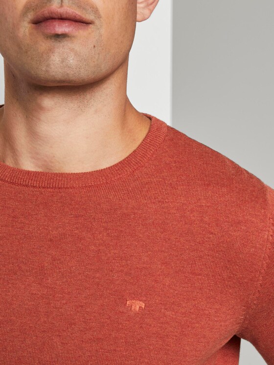 Schlichter Strickpullover - Männer - heated orange melange Schlichter Strickpullover - Männer - heated orange melange - 9 - TOM TAILOR