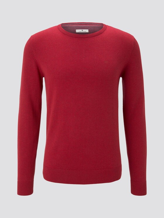 Schlichter Strickpullover - Männer - spicy red melange Schlichter Strickpullover - Männer - spicy red melange - 7 - TOM TAILOR