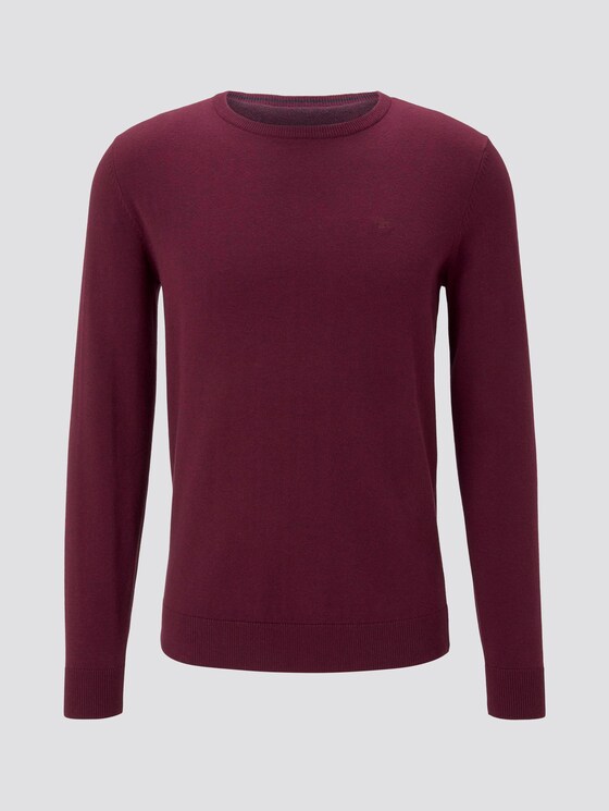 Schlichter Strickpullover - Männer - wine red melange Schlichter Strickpullover - Männer - wine red melange - 7 - TOM TAILOR