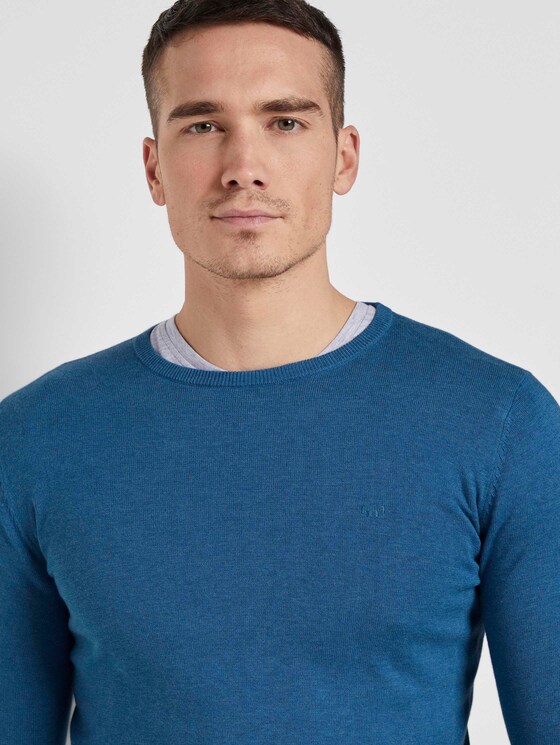 Schlichter Strickpullover - Männer - royal blue melange Schlichter Strickpullover - Männer - royal blue melange - 10 - TOM TAILOR