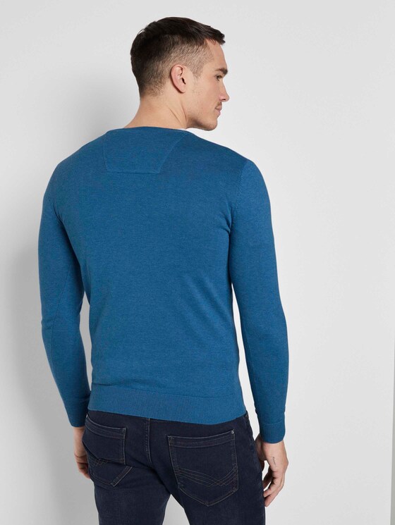 Schlichter Strickpullover - Männer - royal blue melange Schlichter Strickpullover - Männer - royal blue melange - 2 - TOM TAILOR