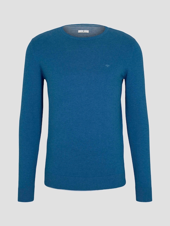 Schlichter Strickpullover - Männer - royal blue melange Schlichter Strickpullover - Männer - royal blue melange - 7 - TOM TAILOR