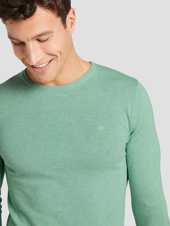 Schlichter Strickpullover - Männer - soft jade melange Schlichter Strickpullover - Männer - soft jade melange - 9 - TOM TAILOR