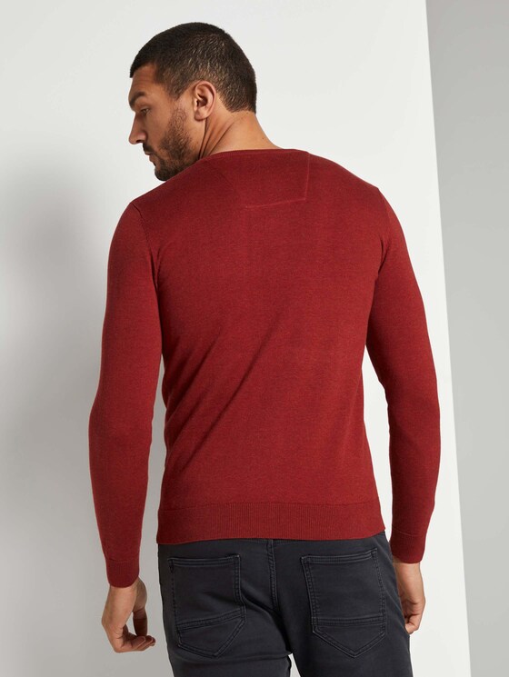Schlichter Strickpullover - Männer - dark chili melange Schlichter Strickpullover - Männer - dark chili melange - 2 - TOM TAILOR