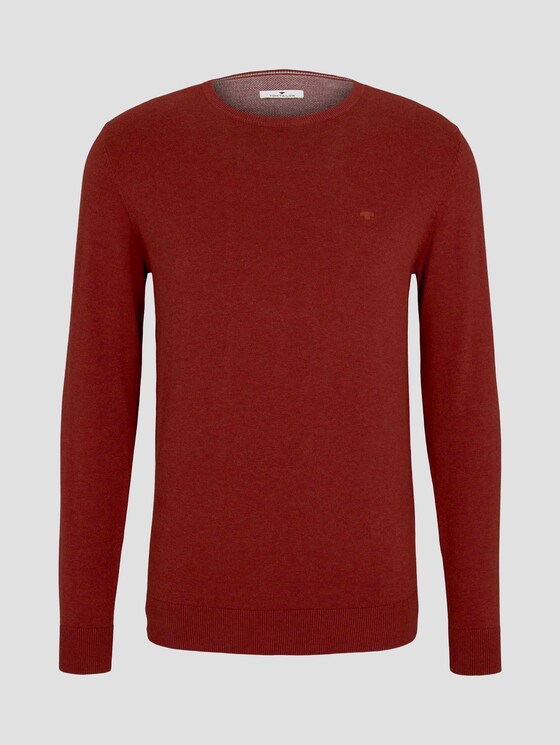 Schlichter Strickpullover - Männer - dark chili melange Schlichter Strickpullover - Männer - dark chili melange - 7 - TOM TAILOR