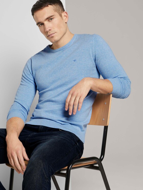 Schlichter Strickpullover - Männer - sunny sky melange Schlichter Strickpullover - Männer - sunny sky melange - 5 - TOM TAILOR