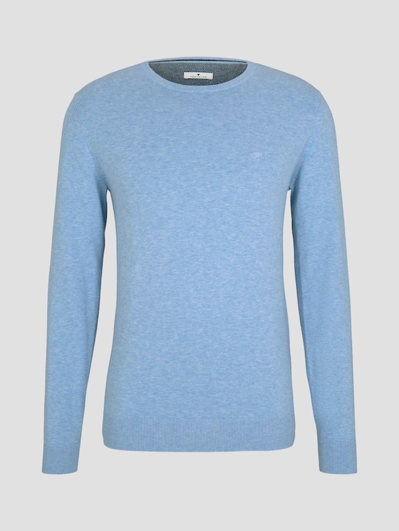 Schlichter Strickpullover - Männer - sunny sky melange Schlichter Strickpullover - Männer - sunny sky melange - 7 - TOM TAILOR