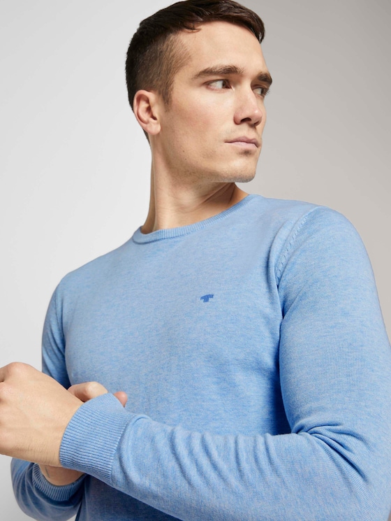 Schlichter Strickpullover - Männer - sunny sky melange Schlichter Strickpullover - Männer - sunny sky melange - 9 - TOM TAILOR