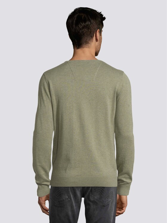 Schlichter Strickpullover - Männer - pale grey olive melange Schlichter Strickpullover - Männer - pale grey olive melange - 2 - TOM TAILOR