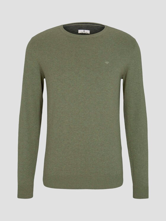 Schlichter Strickpullover - Männer - pale grey olive melange Schlichter Strickpullover - Männer - pale grey olive melange - 7 - TOM TAILOR