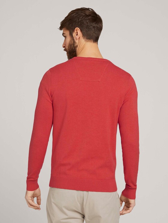 Schlichter Strickpullover - Männer - coral melange Schlichter Strickpullover - Männer - coral melange - 2 - TOM TAILOR