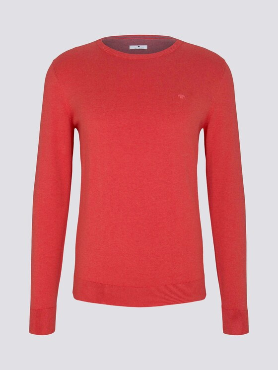 Schlichter Strickpullover - Männer - coral melange Schlichter Strickpullover - Männer - coral melange - 7 - TOM TAILOR
