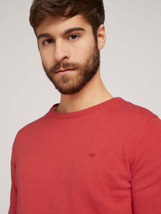 Schlichter Strickpullover - Männer - coral melange Schlichter Strickpullover - Männer - coral melange - 9 - TOM TAILOR