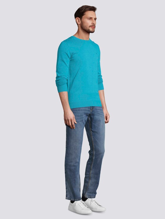 Schlichter Strickpullover - Männer - aqua-sea blue melange Schlichter Strickpullover - Männer - aqua-sea blue melange - 3 - TOM TAILOR