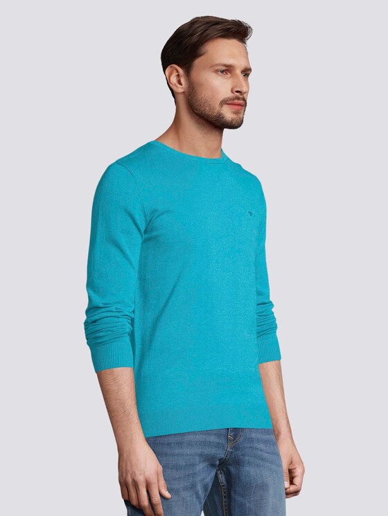 Schlichter Strickpullover - Männer - aqua-sea blue melange Schlichter Strickpullover - Männer - aqua-sea blue melange - 5 - TOM TAILOR