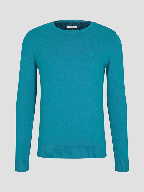 Schlichter Strickpullover - Männer - aqua-sea blue melange Schlichter Strickpullover - Männer - aqua-sea blue melange - 7 - TOM TAILOR