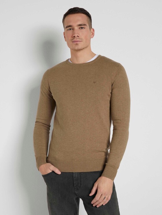 Schlichter Strickpullover - Männer - active tabacco melange Schlichter Strickpullover - Männer - active tabacco melange - 1 - TOM TAILOR