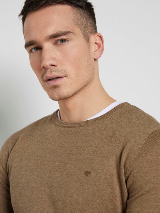 Schlichter Strickpullover - Männer - active tabacco melange Schlichter Strickpullover - Männer - active tabacco melange - 9 - TOM TAILOR