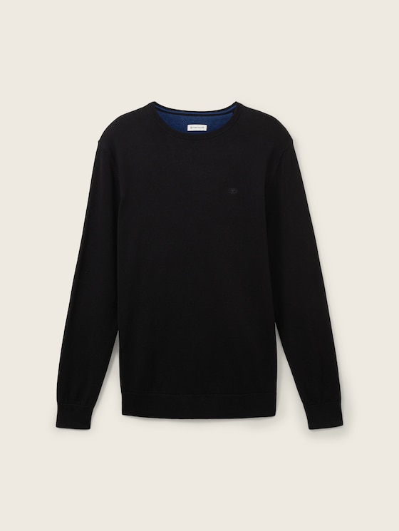Schlichter Strickpullover - Männer - Black Schlichter Strickpullover - Männer - Black - 7 - TOM TAILOR