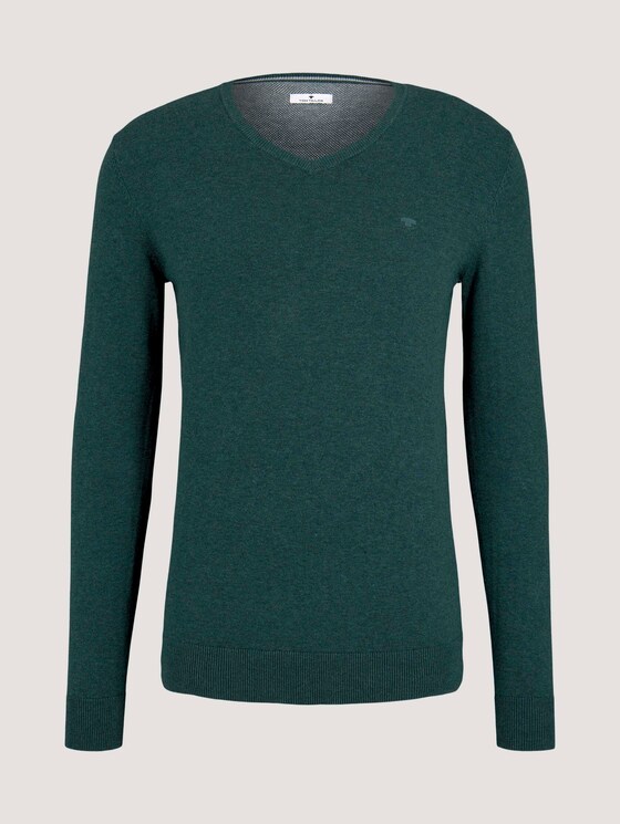 Basic Strickpullover - Männer - Midnight Forest Green Mélange Basic Strickpullover - Männer - Midnight Forest Green Mélange - 7 - TOM TAILOR