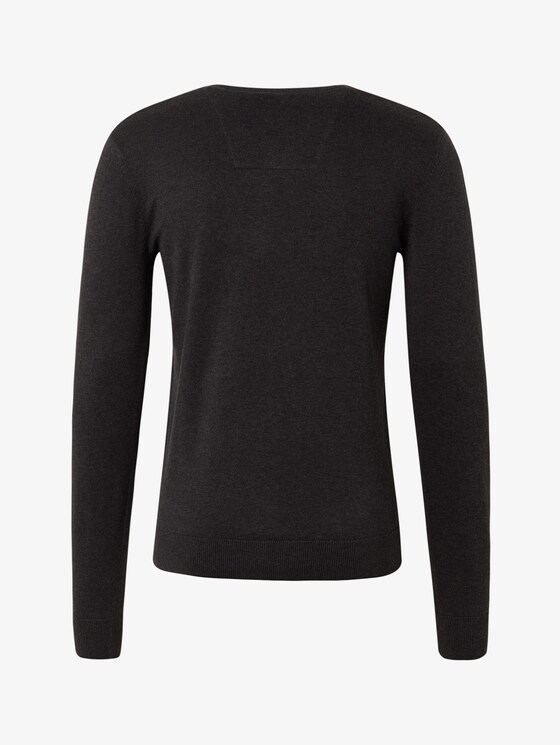 Basic Strickpullover - Männer - Black Grey Melange Basic Strickpullover - Männer - Black Grey Melange - 8 - TOM TAILOR