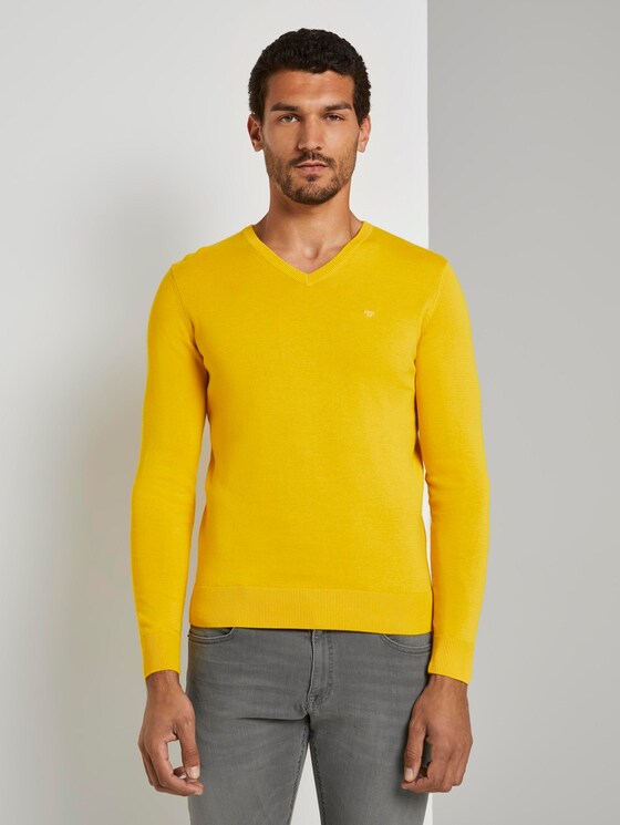 Basic Strickpullover - Männer - Californian-Yellow Basic Strickpullover - Männer - Californian-Yellow - 1 - TOM TAILOR