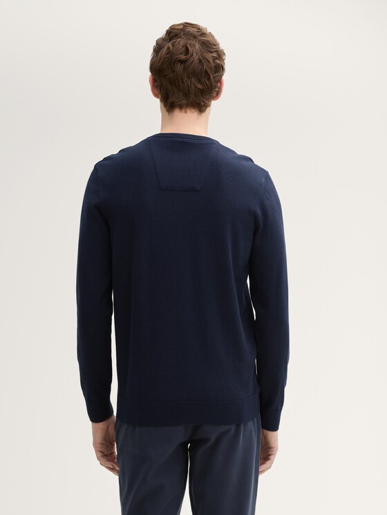 Basic Strickpullover - Männer - Knitted Navy Melange Basic Strickpullover - Männer - Knitted Navy Melange - 2 - TOM TAILOR