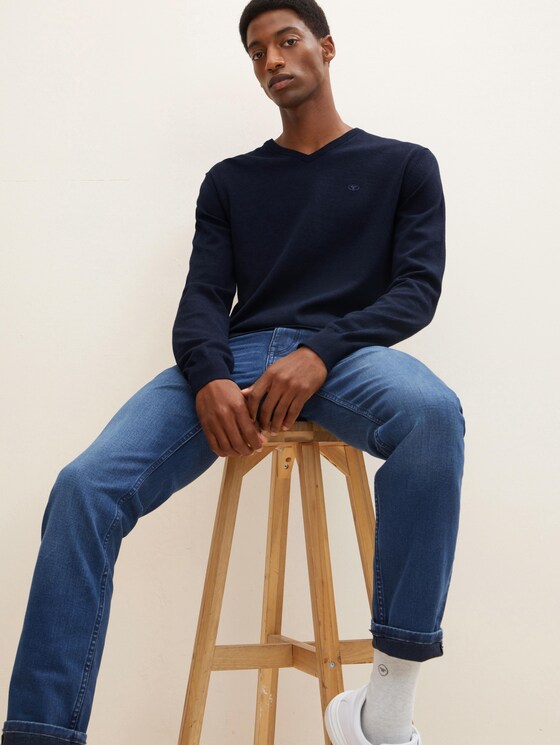 Basic Strickpullover - Männer - Knitted Navy Melange Basic Strickpullover - Männer - Knitted Navy Melange - 5 - TOM TAILOR