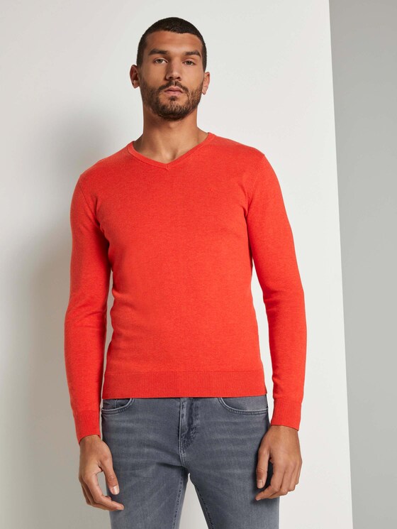 Basic Strickpullover - Männer - Valiant Red Melange Basic Strickpullover - Männer - Valiant Red Melange - 1 - TOM TAILOR