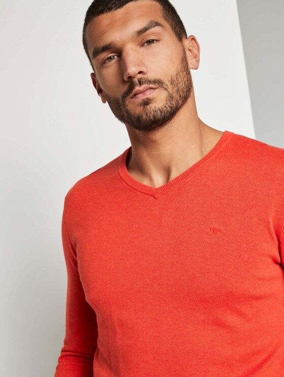 Basic Strickpullover - Männer - Valiant Red Melange Basic Strickpullover - Männer - Valiant Red Melange - 9 - TOM TAILOR