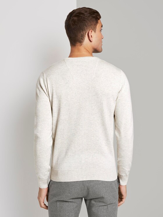 Basic Strickpullover - Männer - Light Medium Grey Melange Basic Strickpullover - Männer - Light Medium Grey Melange - 2 - TOM TAILOR