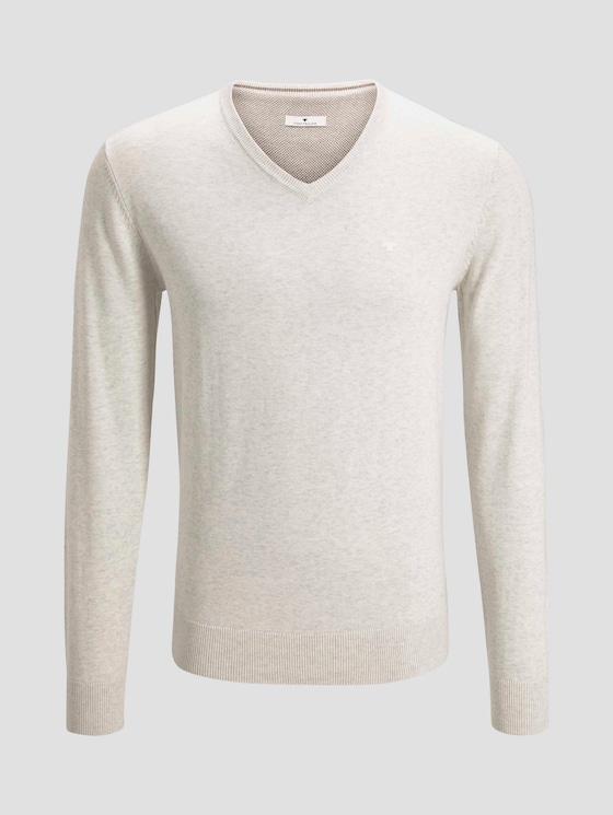 Basic Strickpullover - Männer - Light Medium Grey Melange Basic Strickpullover - Männer - Light Medium Grey Melange - 7 - TOM TAILOR
