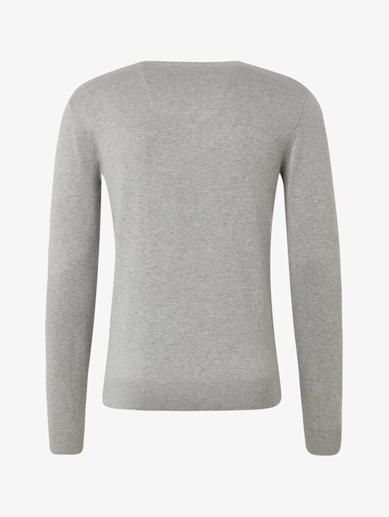 Basic Strickpullover - Männer - Light Soft Grey Melange Basic Strickpullover - Männer - Light Soft Grey Melange - 8 - TOM TAILOR