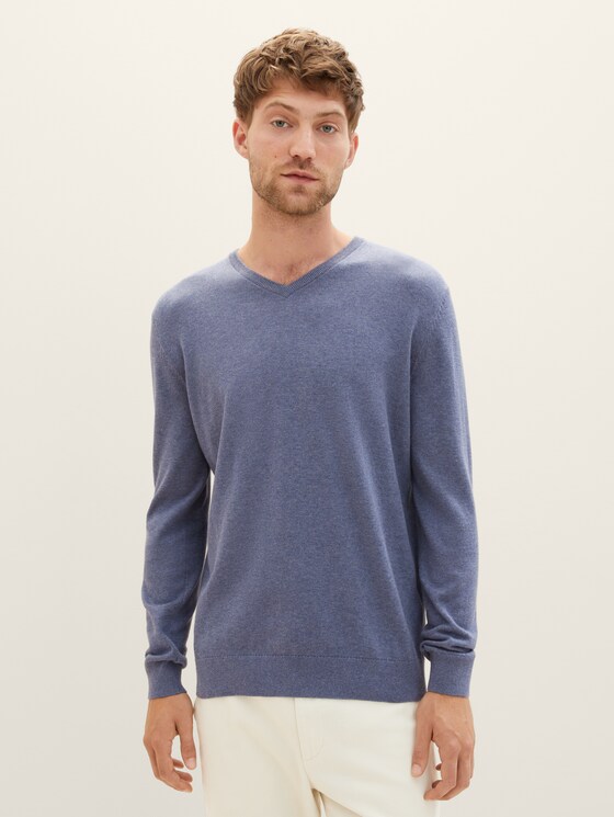 Basic Strickpullover - Männer - vintage indigo blue melange Basic Strickpullover - Männer - vintage indigo blue melange - 1 - TOM TAILOR