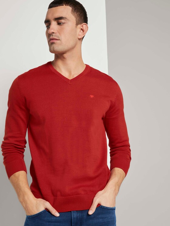 Basic Strickpullover - Männer - blood orange Basic Strickpullover - Männer - blood orange - 5 - TOM TAILOR