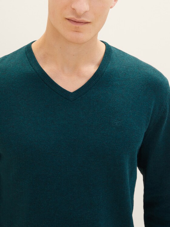 Basic Strickpullover - Männer - sapphire green melange Basic Strickpullover - Männer - sapphire green melange - 3 - TOM TAILOR
