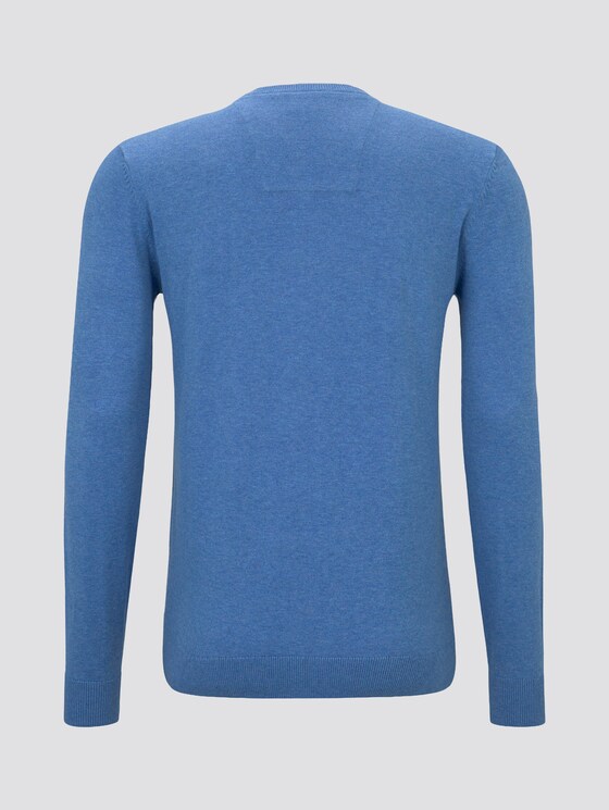 Basic Strickpullover - Männer - mid blue melange Basic Strickpullover - Männer - mid blue melange - 8 - TOM TAILOR