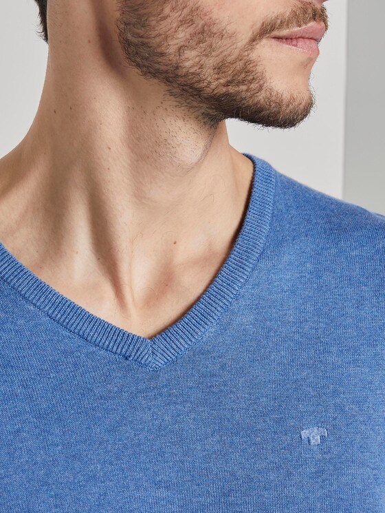 Basic Strickpullover - Männer - mid blue melange Basic Strickpullover - Männer - mid blue melange - 9 - TOM TAILOR